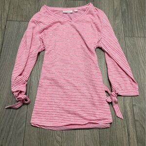 Belle by Kim Gravel Pink and White Striped Long Sleeve Top